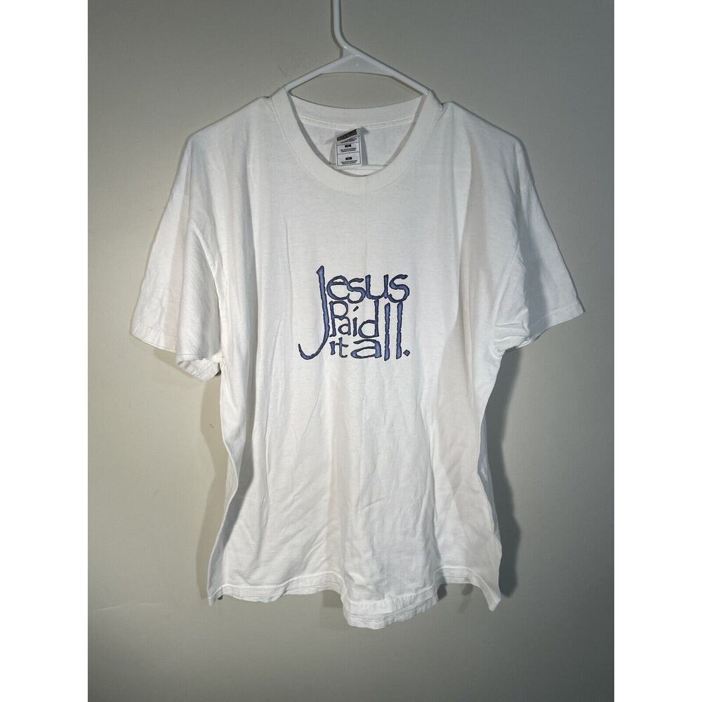 Vintage 90s 1998 Jesus Paid It All Verses Wear T-Shirt Men's Size XL‎